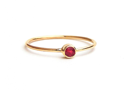 Gold Plated Gemstone Ring With Ruby Red